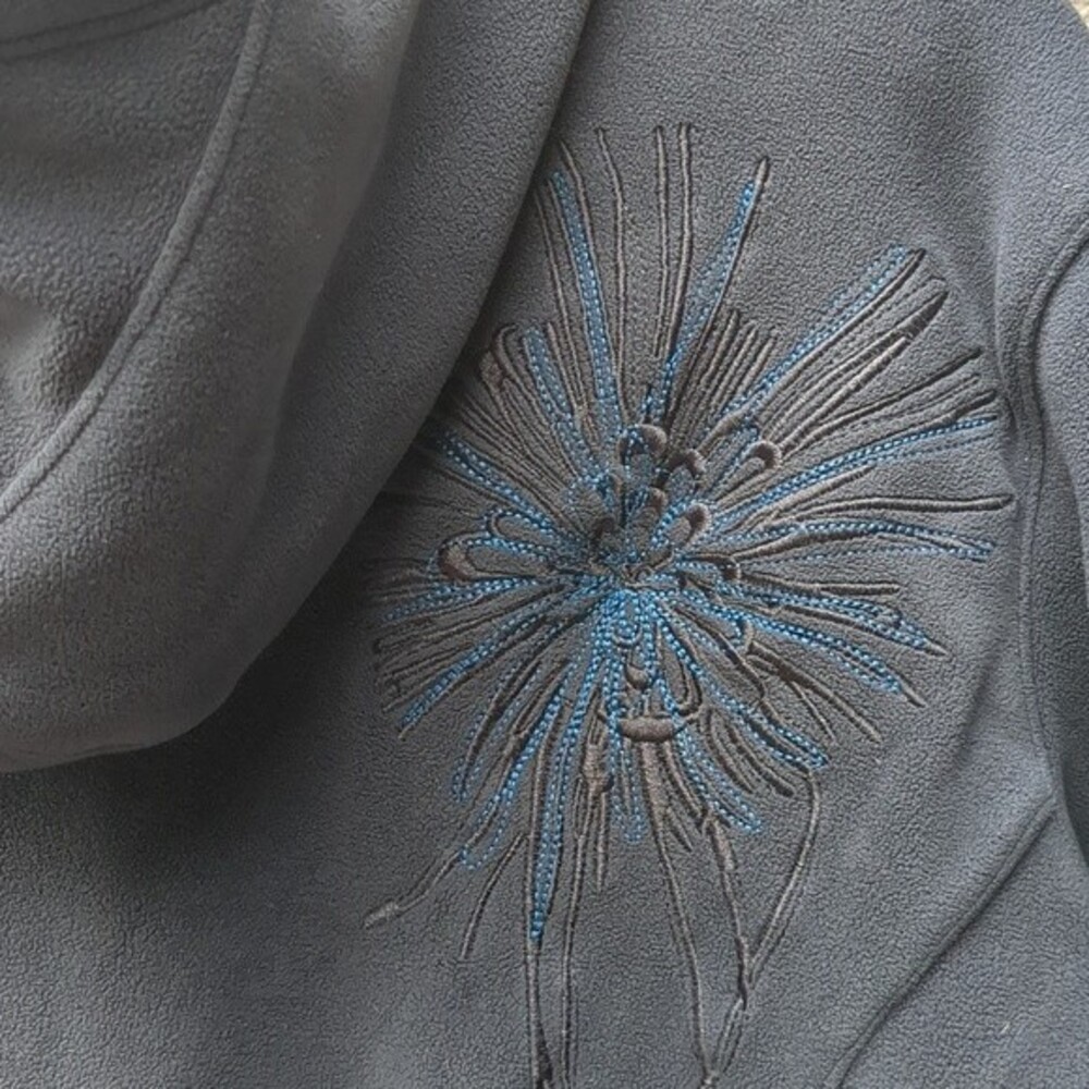 Athleta Hood XS Swara Floral Long embroidered Zip front Jacket Pockets workout - Picture 7 of 8